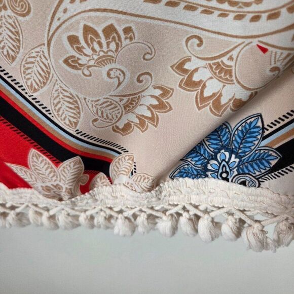 NEVER WORN SHEIN HALTER FRINGED BOHO PAISLEY HANKY SHORT DRESS SZ LARGE - Picture 9 of 14